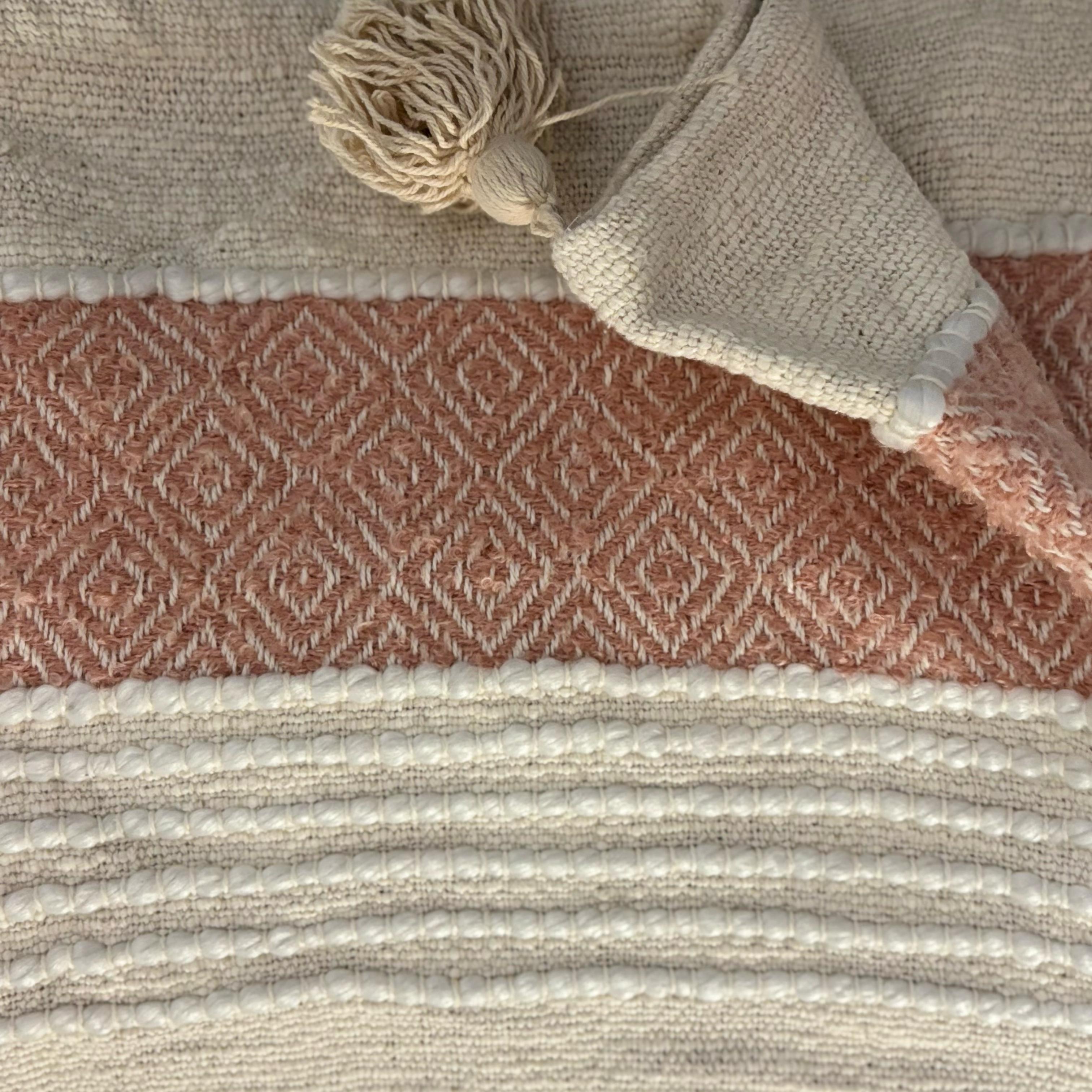 Woven Textured Ivory Sofa Throw