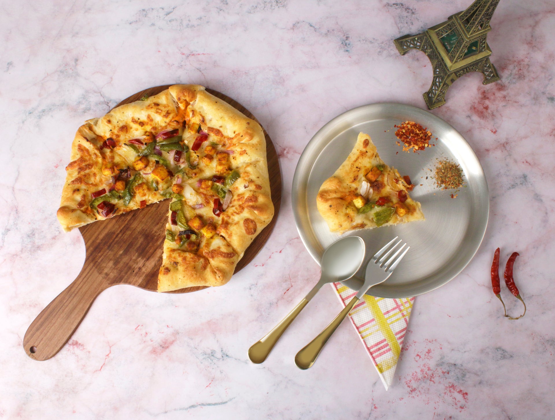 Paramparagat Upyogita Devam Devyani Brass Snacks Plate Set with Cutlery and Tin Coating (Kalai)