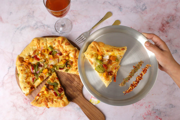 Paramparagat Upyogita Devam Devyani Brass Snacks Plate Set with Cutlery and Tin Coating (Kalai)