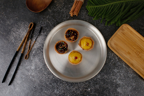 Paramparagat Upyogita Devam Devyani Brass 7' Dessert Plate Set with Tin Coating (Kalai)