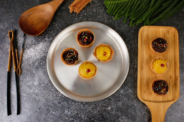 Paramparagat Upyogita Devam Devyani Brass 7' Dessert Plate Set with Tin Coating (Kalai)