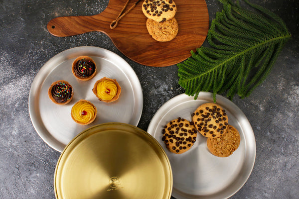 Paramparagat Upyogita Devam Devyani Brass 7' Dessert Plate Set with Tin Coating (Kalai)