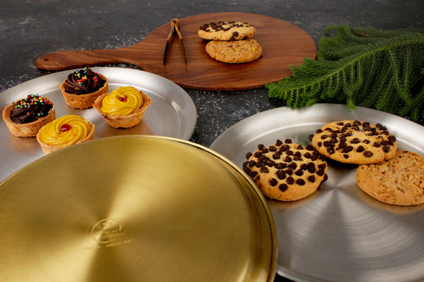 Paramparagat Upyogita Devam Devyani Brass 7' Dessert Plate Set with Tin Coating (Kalai)