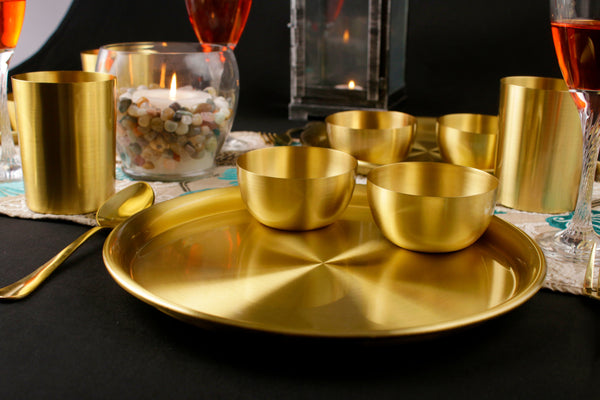 Paramparagat Upyogita Swarna Devyani 13' Brass Single Thali Set