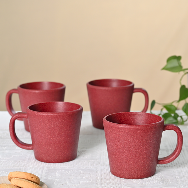 Earth friendly Majestic Mug 375 ml set of 4 | Eha Unbreakable mugs Made with Rice Husk & Bamboo Fibers