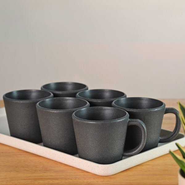 Earth friendly Majestic Mug 375 ml set of 6 | Eha Unbreakable mugs Made with Rice Husk & Bamboo Fibers
