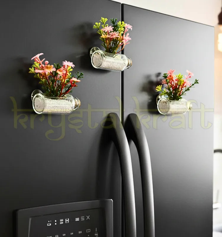 Magnetic Mini Glass Bottle Planter Set – Fridge Garden Décor | Eco-Friendly Home Accent