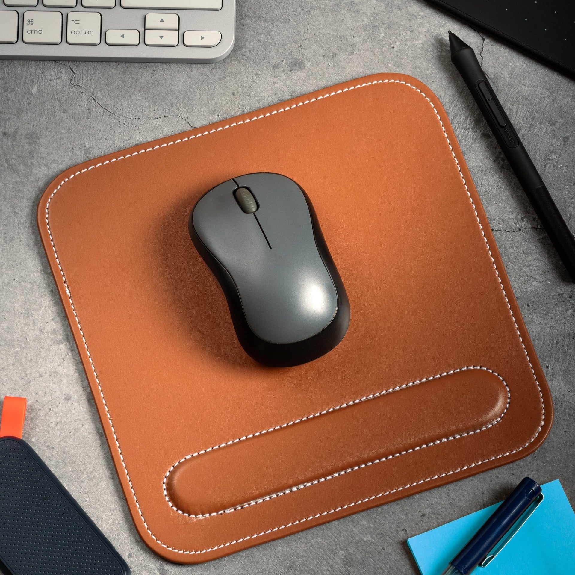 Suport de mouse din piele cu suport pentru încheietura mâinii (set de 2)