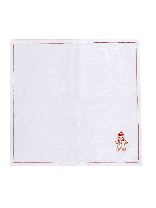 Gingerbread Man - Set Of 2 Napkins (Off White)
