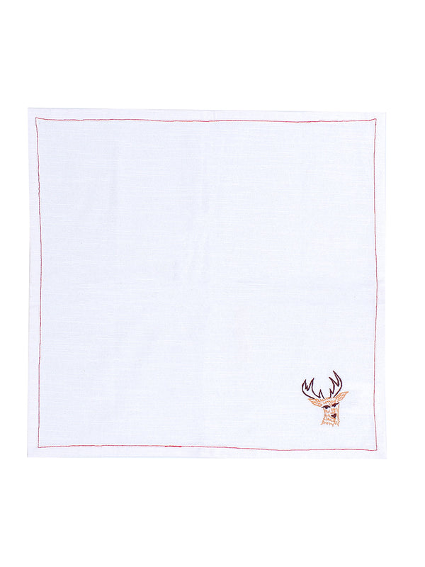 Jolly Reindeer - Set Of 2 Napkins (Off White)