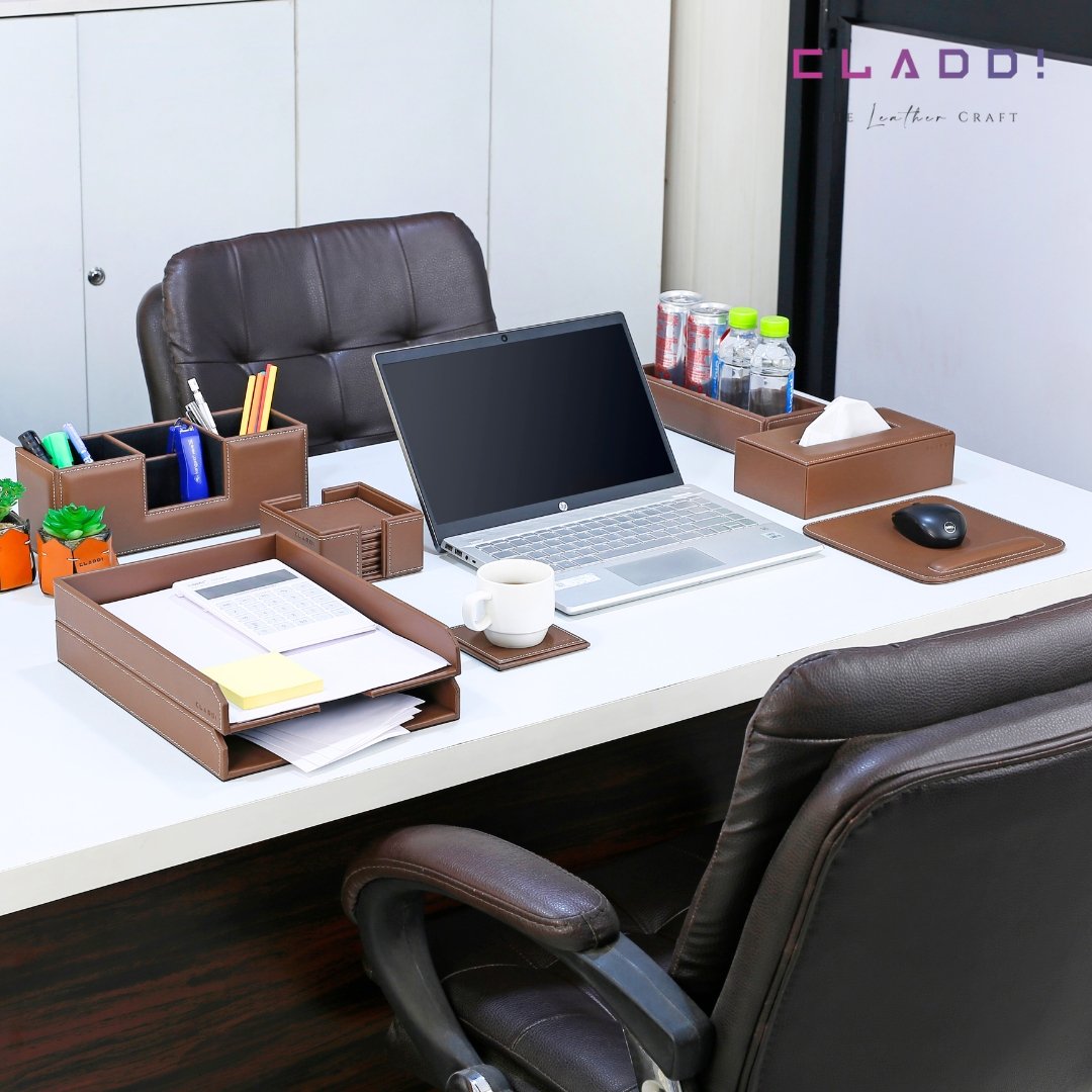 6-in-1 Leather Office Desk Set | Best Seller