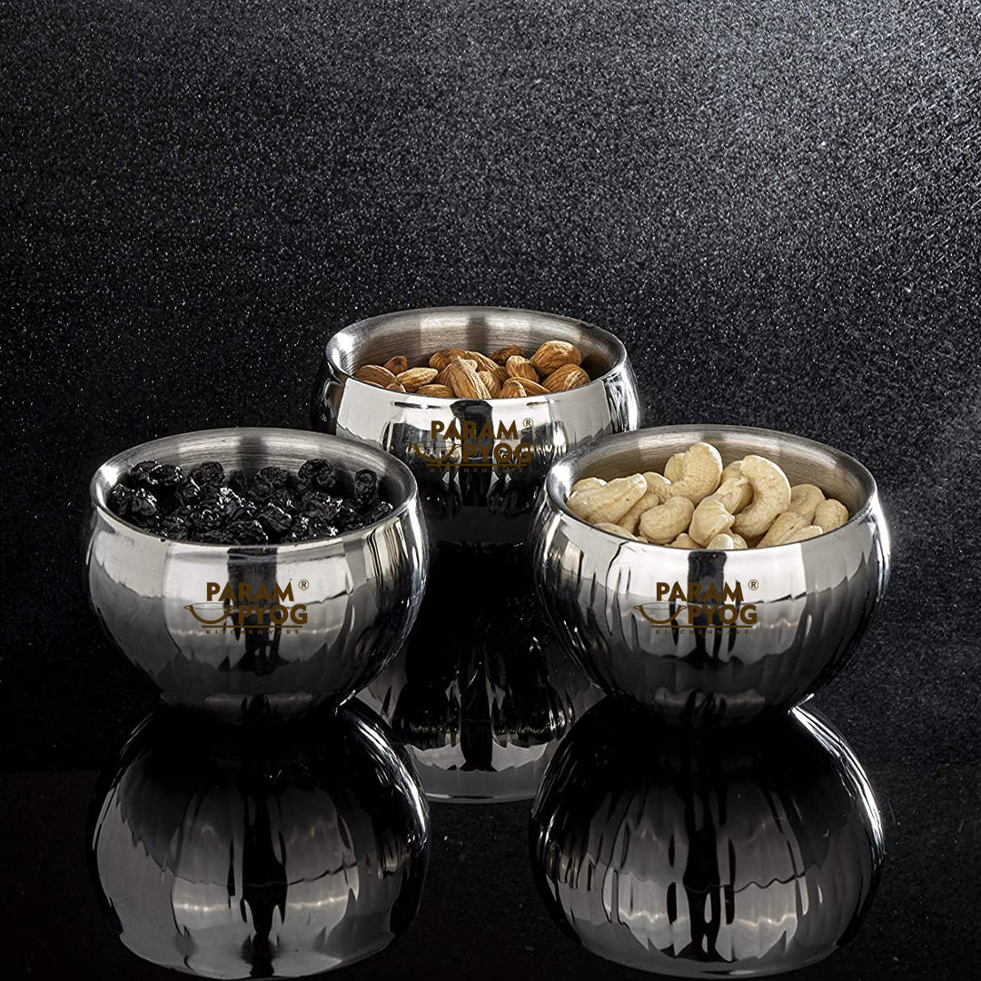 Param Upyog SS Double Wall Dry Fruit Bowl (Set Of 3)
