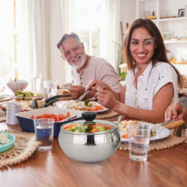 Param Upyog SS Double Wall Serving Bowl with Lid