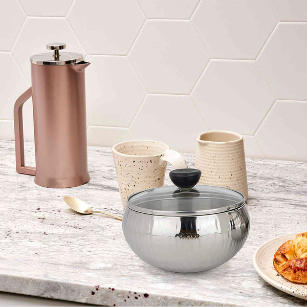 Param Upyog SS Double Wall Serving Bowl with Lid