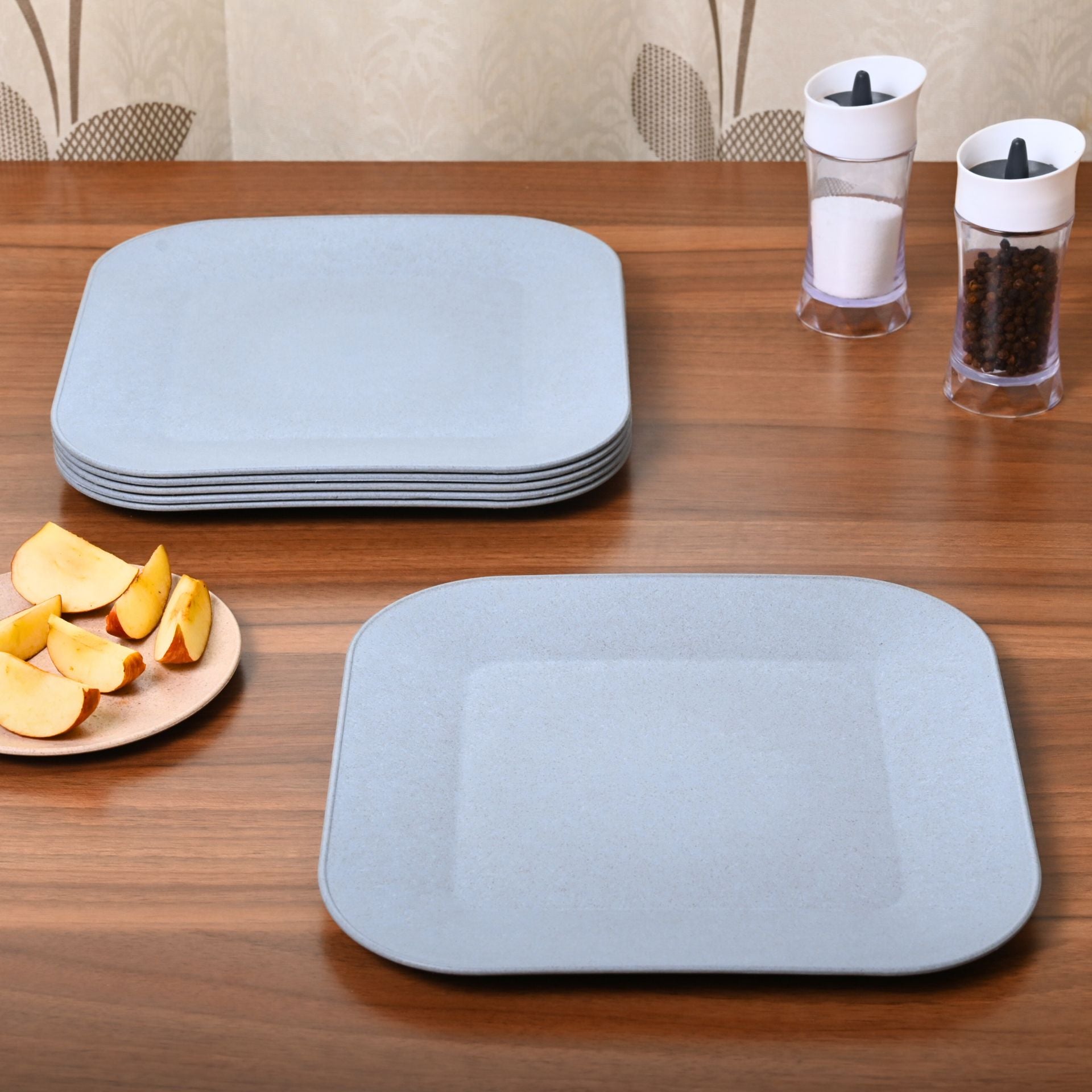 Picnic Plate 9 inch set of 6 | Earth friendly Unbreakable Plates Made with Bamboo Fibers & Rice Husk Fiber