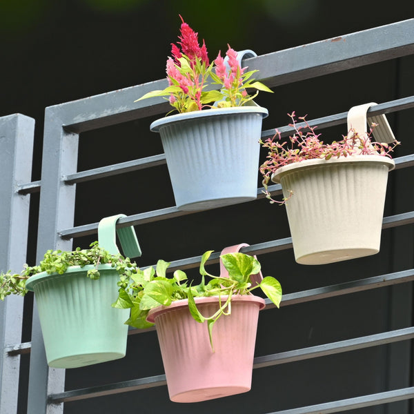 Earth-Friendly Planters Ecosling 10 Inch set of 4 | Bamboo Based Pots and Planters