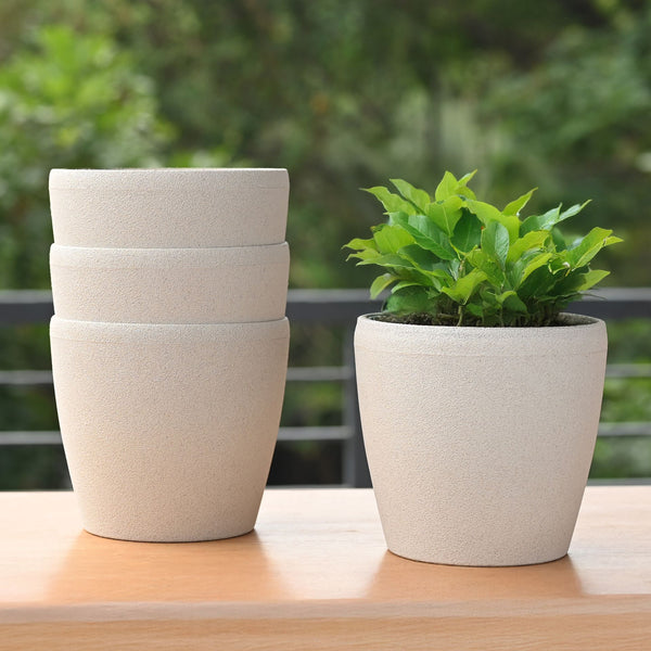 Earth-Friendly Deco Self Watering Planters 7 Inch set of 4 | Bamboo Based Pots and Planters