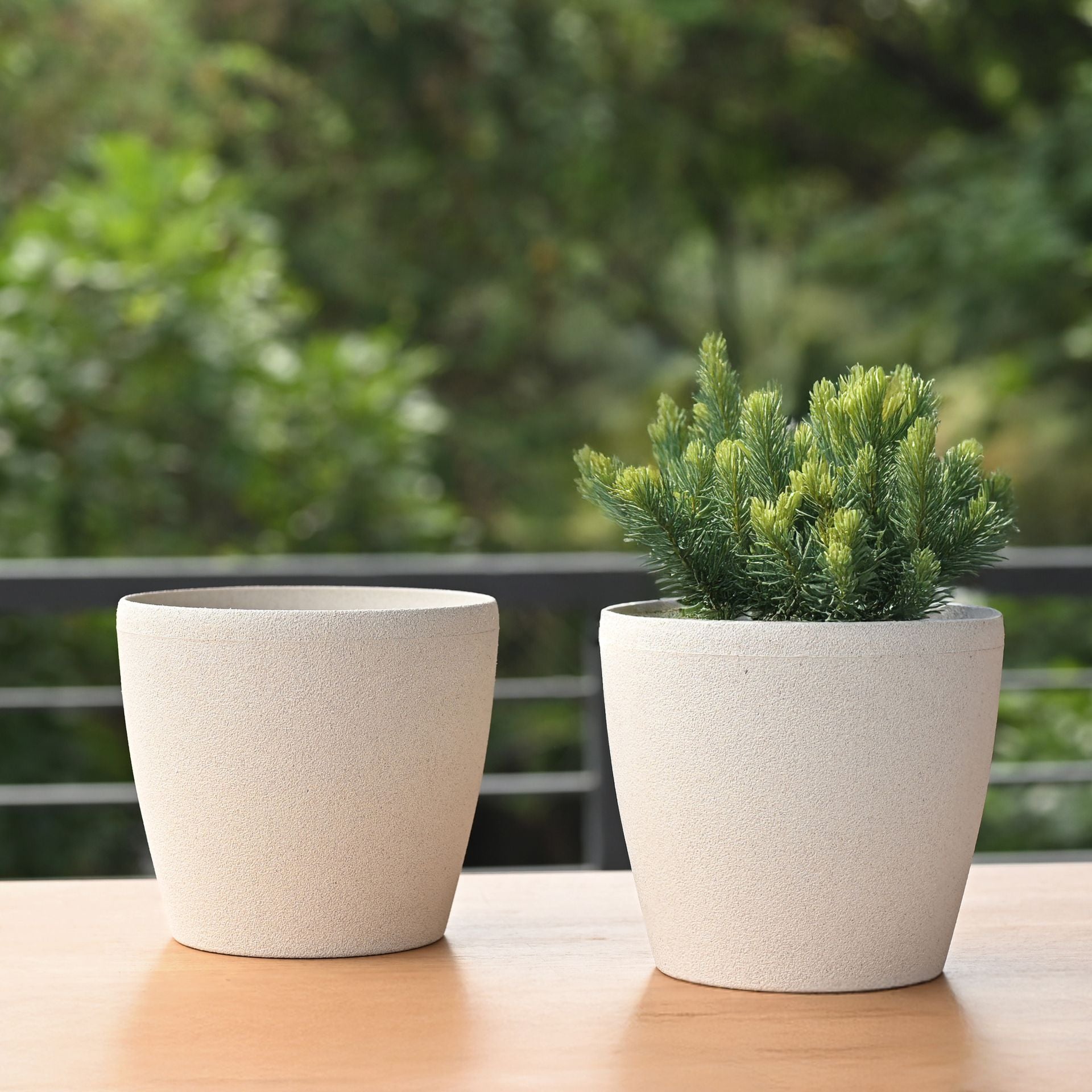 Earth-Friendly Deco Planters 7 Inch set of 2 | Bamboo Based Pots and Planters