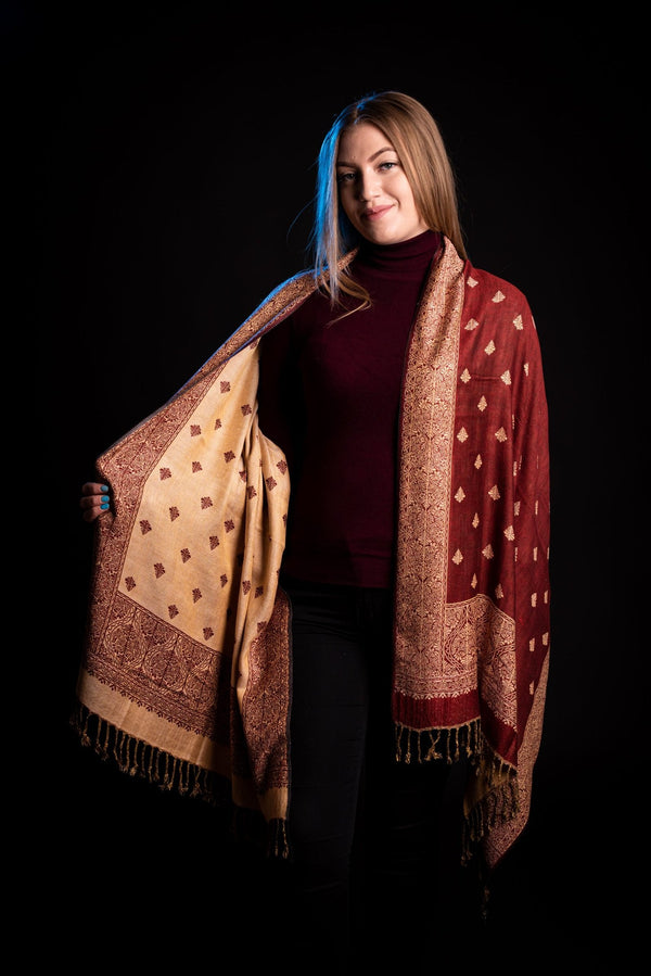 Esarfa reversibila Paisley oriental floral India