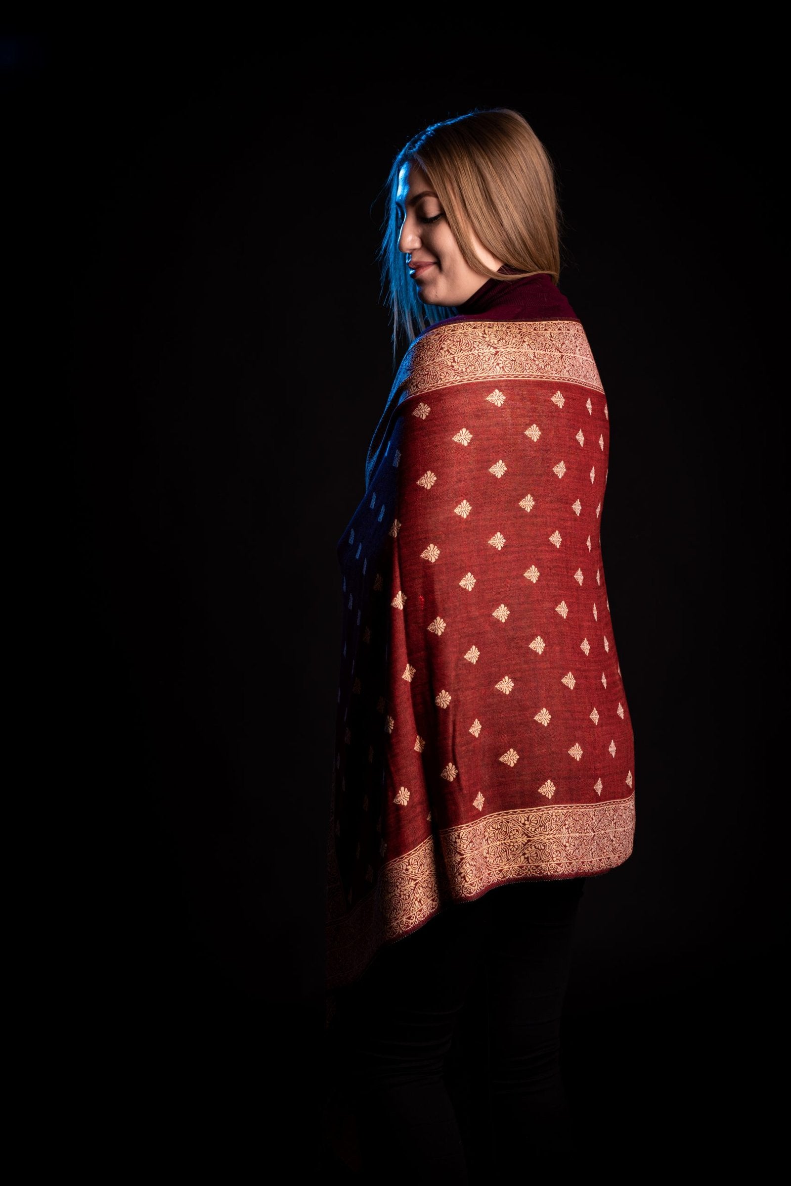 Esarfa reversibila Paisley oriental floral India