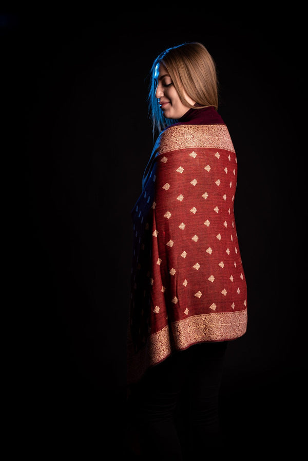 Esarfa reversibila Paisley oriental floral India