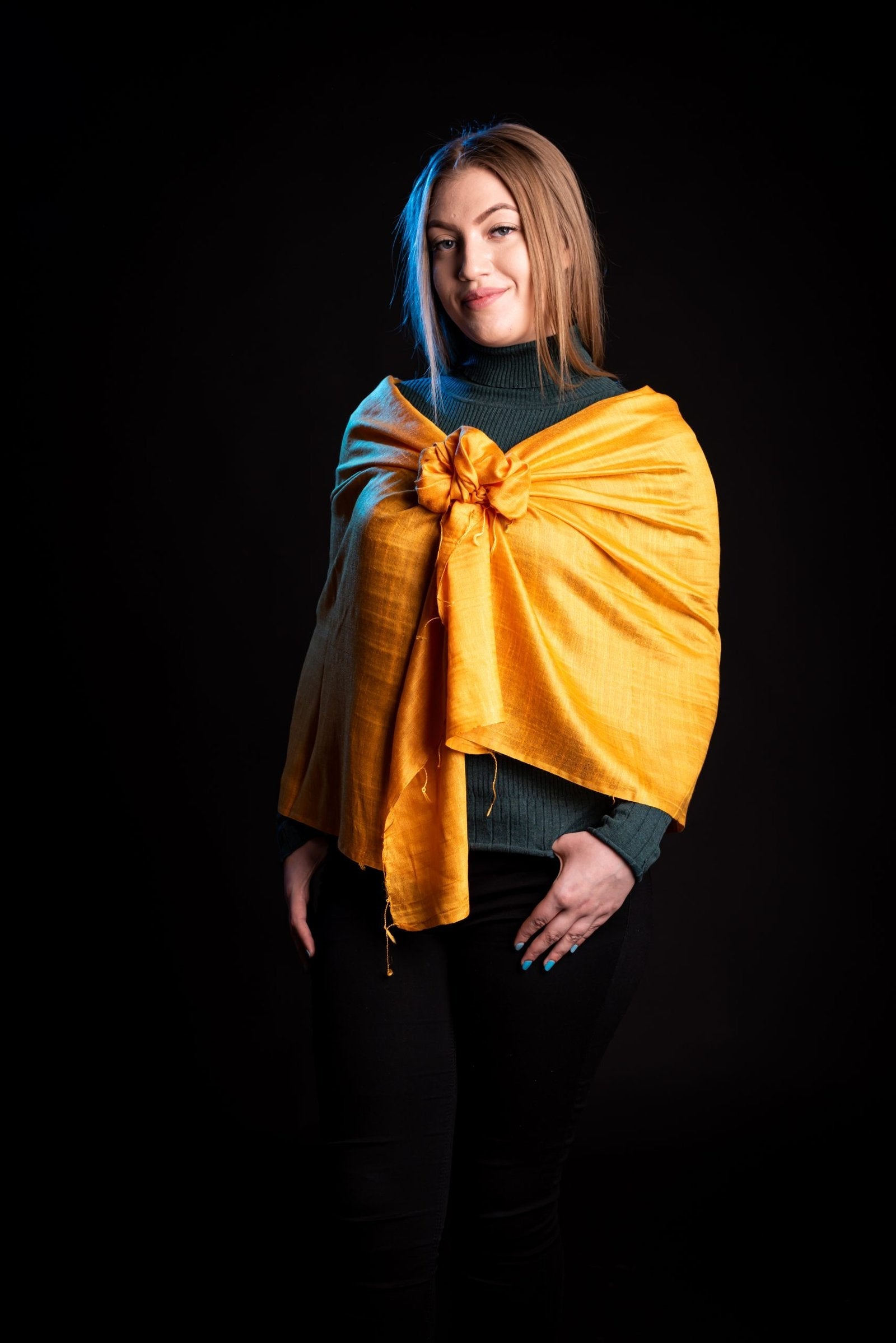 Esarfa Cara, Matase cruda Indian Khadi Galben