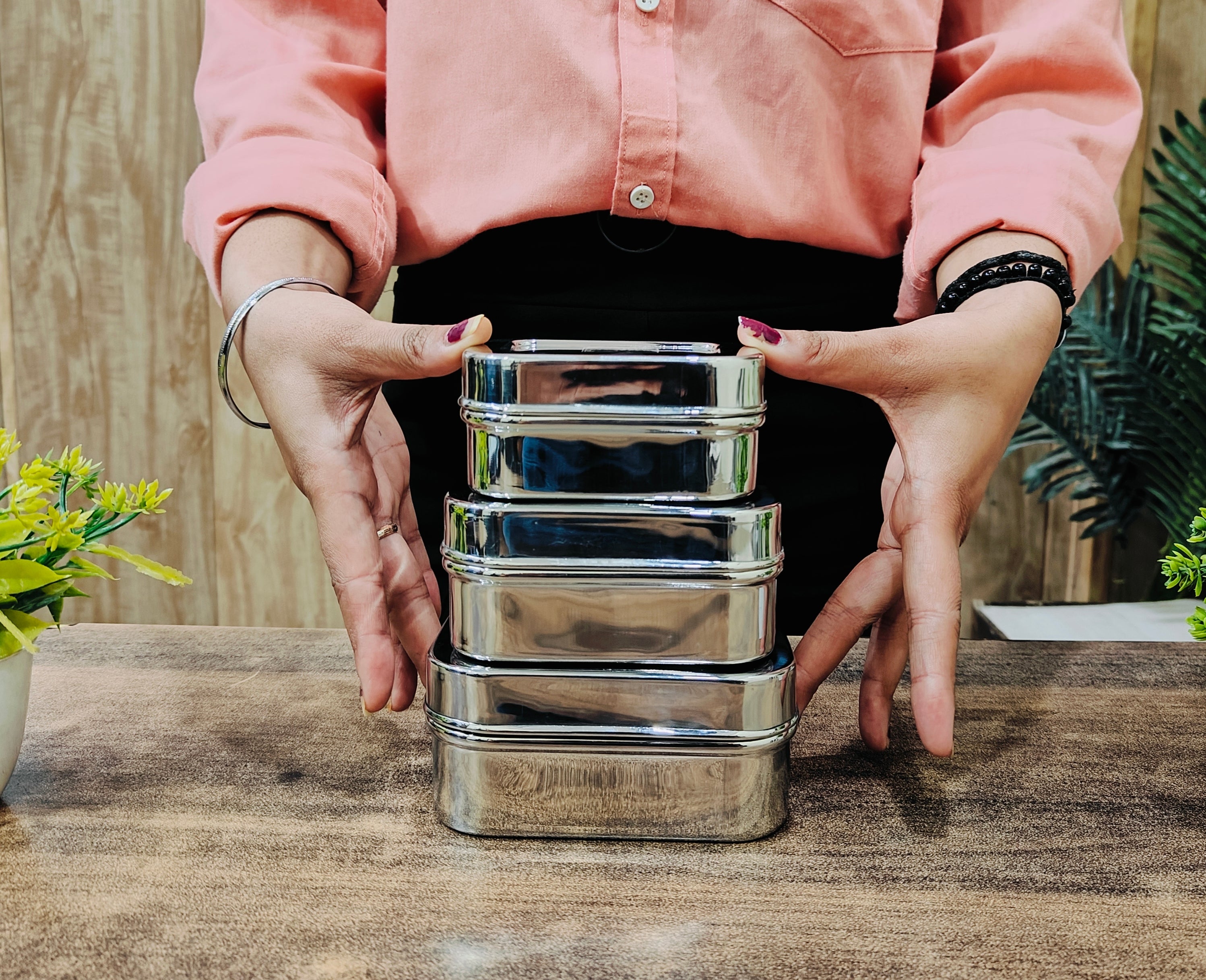 Stainless Steel Mini Rectangle Storage Box/Containers With Lid