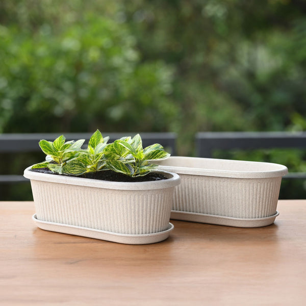 Earth-Friendly Planters Regalia 12 Inch set of 2 | Bamboo Based Pots and Planters