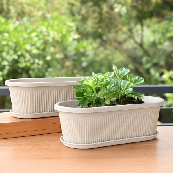 Earth-Friendly Planters Regalia 16 Inch set of 2 | Bamboo Based Pots and Planters