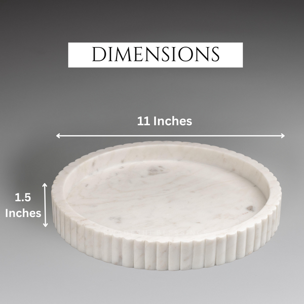 Handcrafted Marble Decorative Tray for Coffee Table Decor, Round Trays Home Decor, Ottoman Tray for Living Room, Coffee Table Tray, Dining Table Centerpiece Decor, Farmhouse Decor