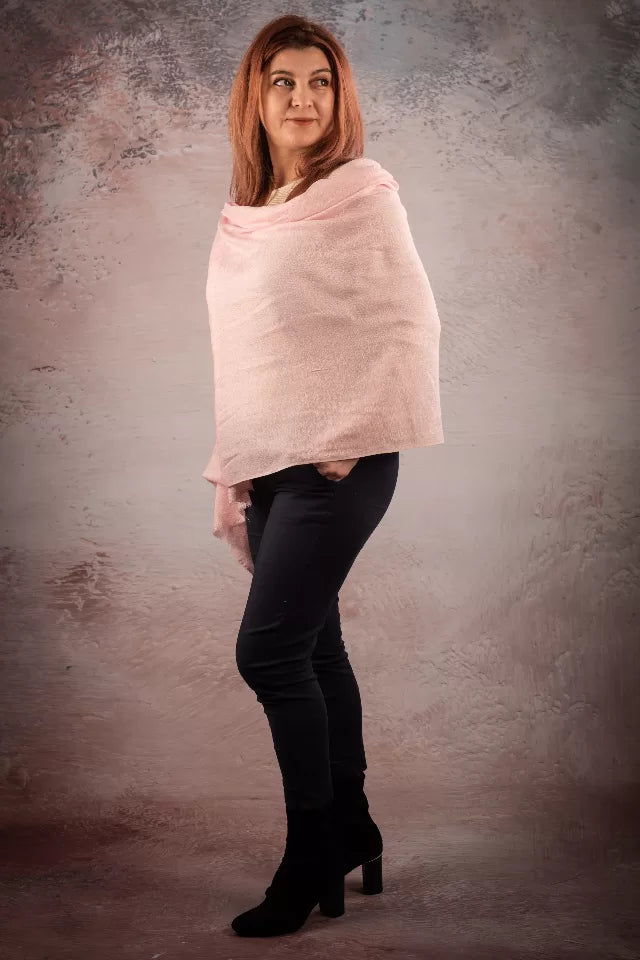 Sal pashmina roz pastel uni