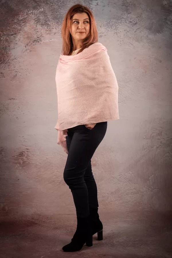 Sal pashmina roz pastel uni