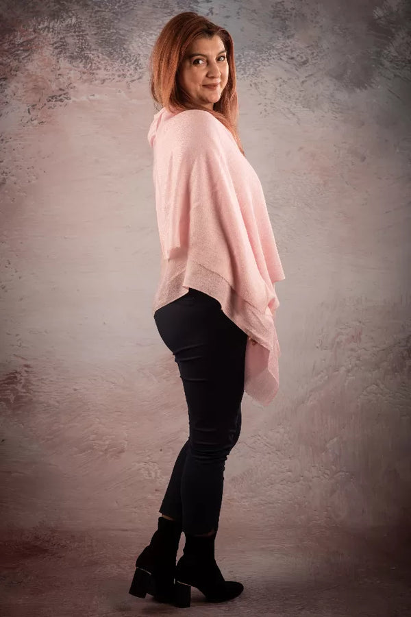 Sal pashmina roz pastel uni