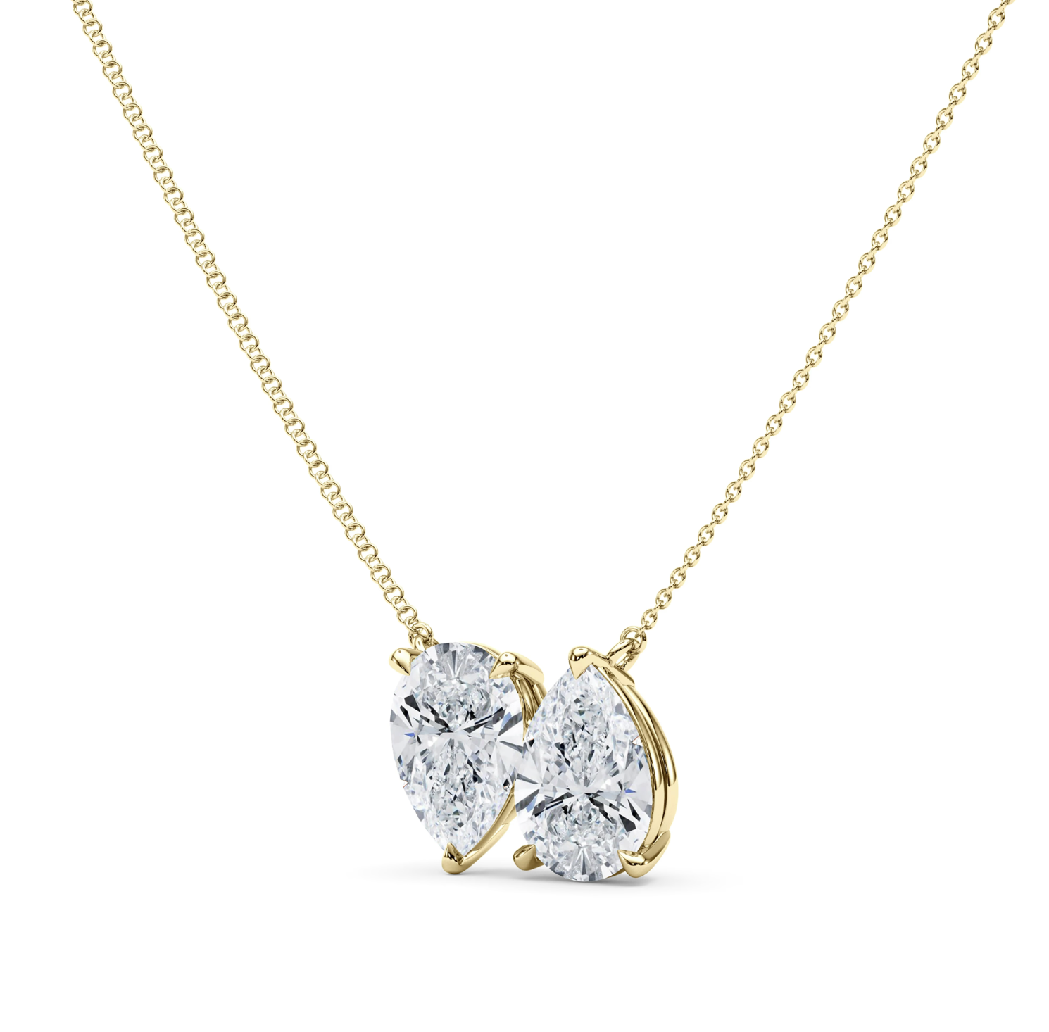Twin Pear North-South Pendant With Chain