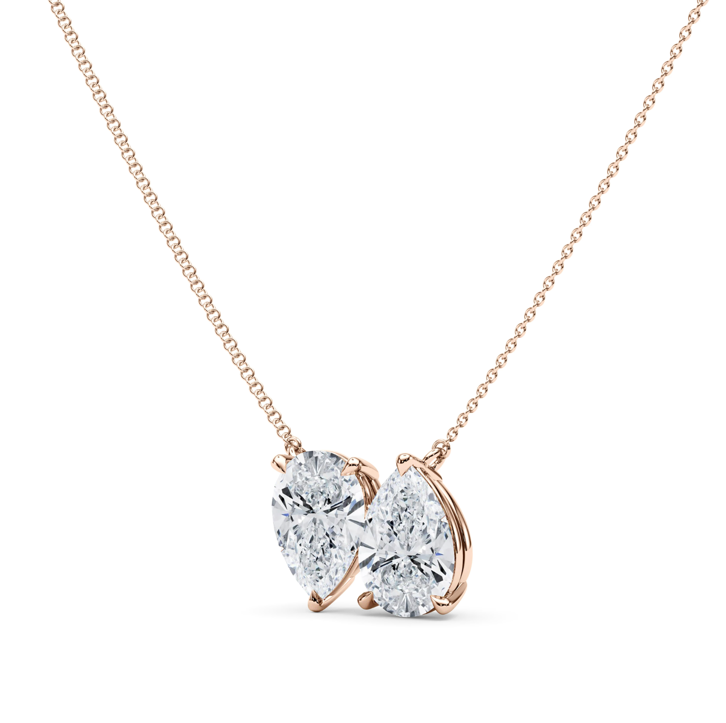 Twin Pear North-South Pendant With Chain