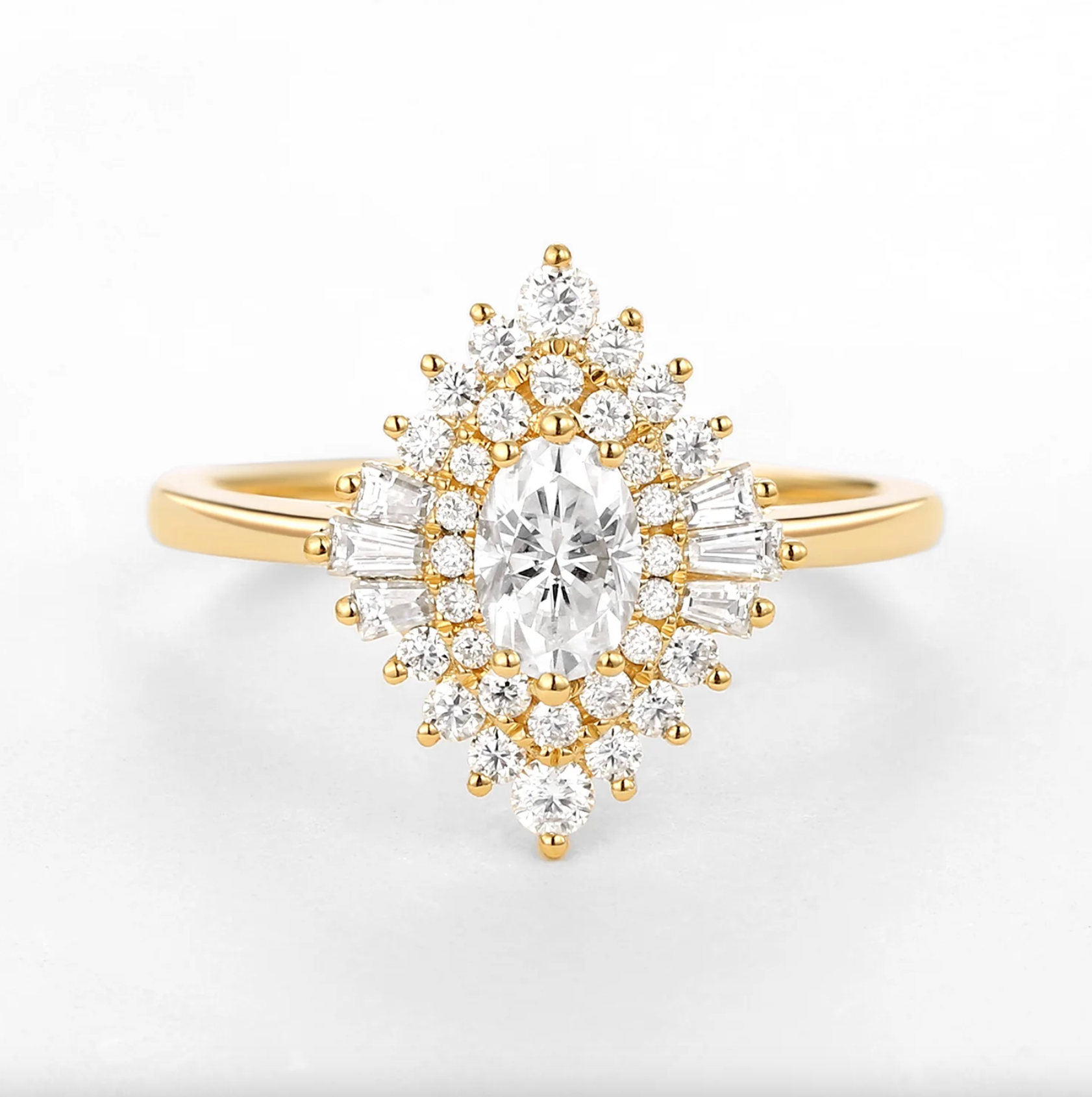 Oval Halo Cluster Ring