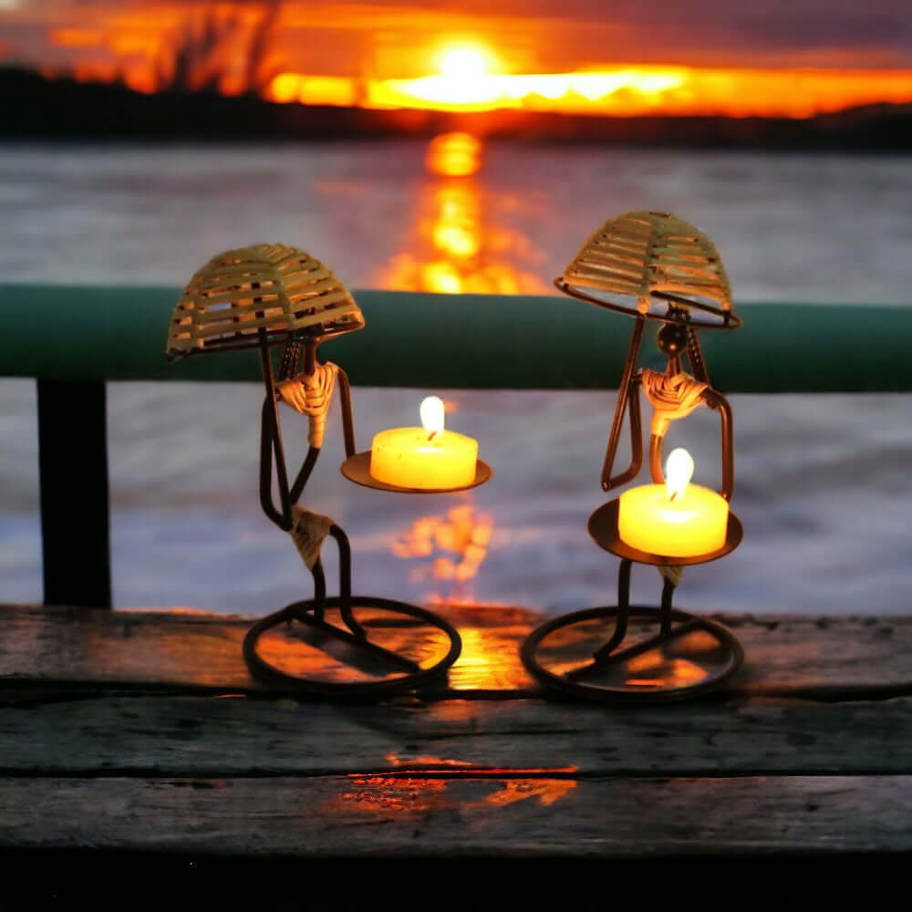 Umbrella Lady Tealight Holders (Set of 2)
