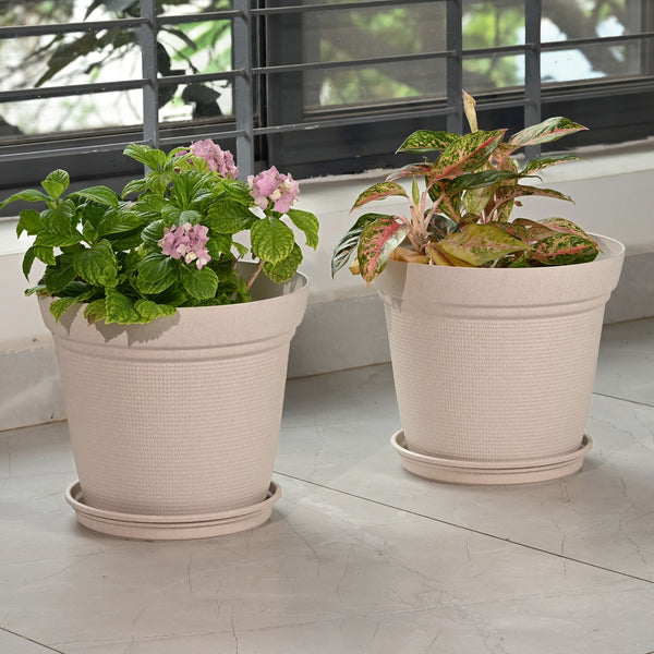 Earth-Friendly Planters Aura 12 Inch set of 2 | Bamboo Based Pots and Planters