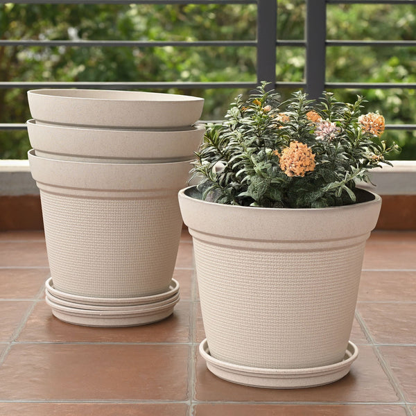 Earth-Friendly Planters Aura 12 Inch set of 4 | Bamboo Based Pots and Planters