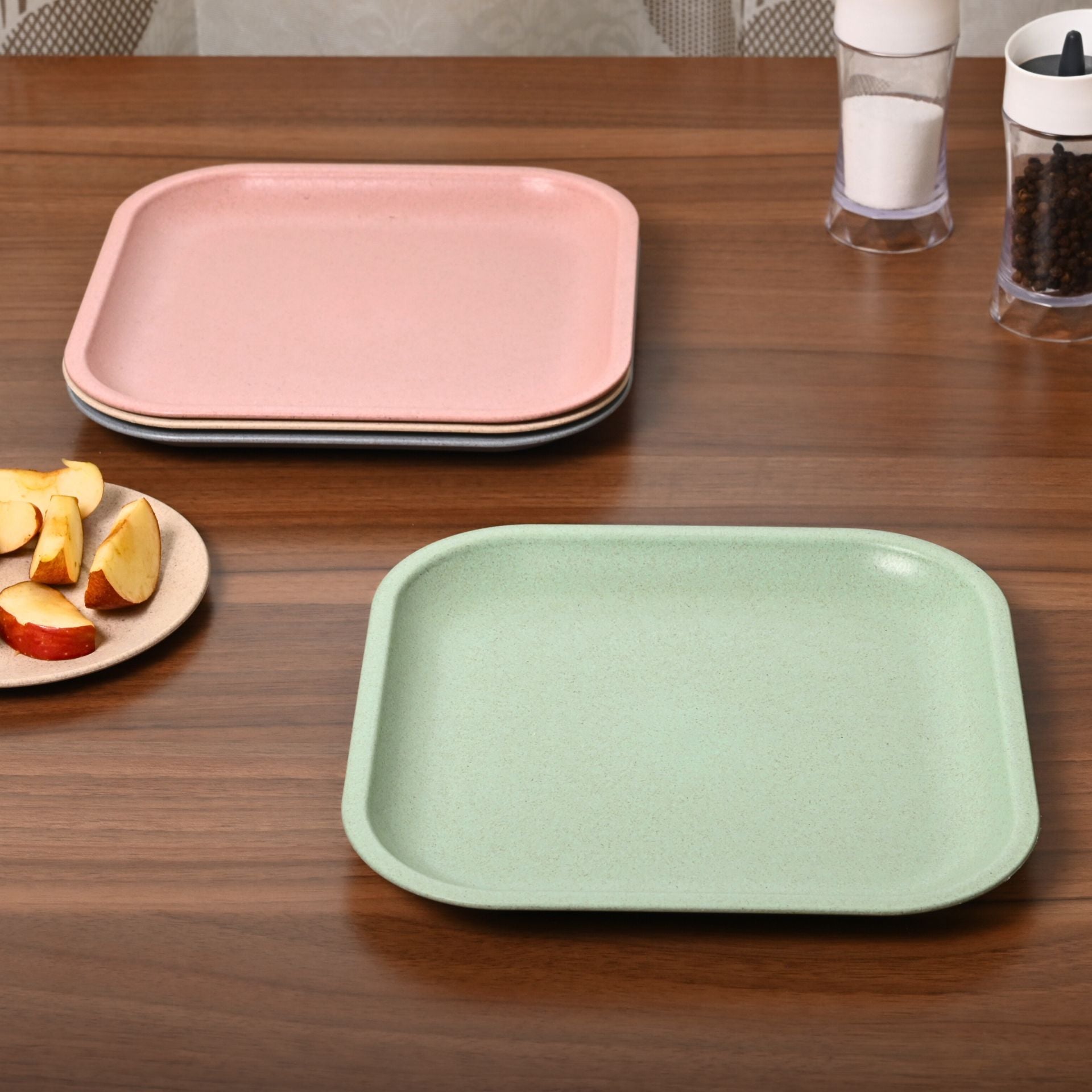 Snack Plates 8 inch set of 4 | Earth friendly Unbreakable Plates Made with Bamboo Fibers & Rice Husk Fiber