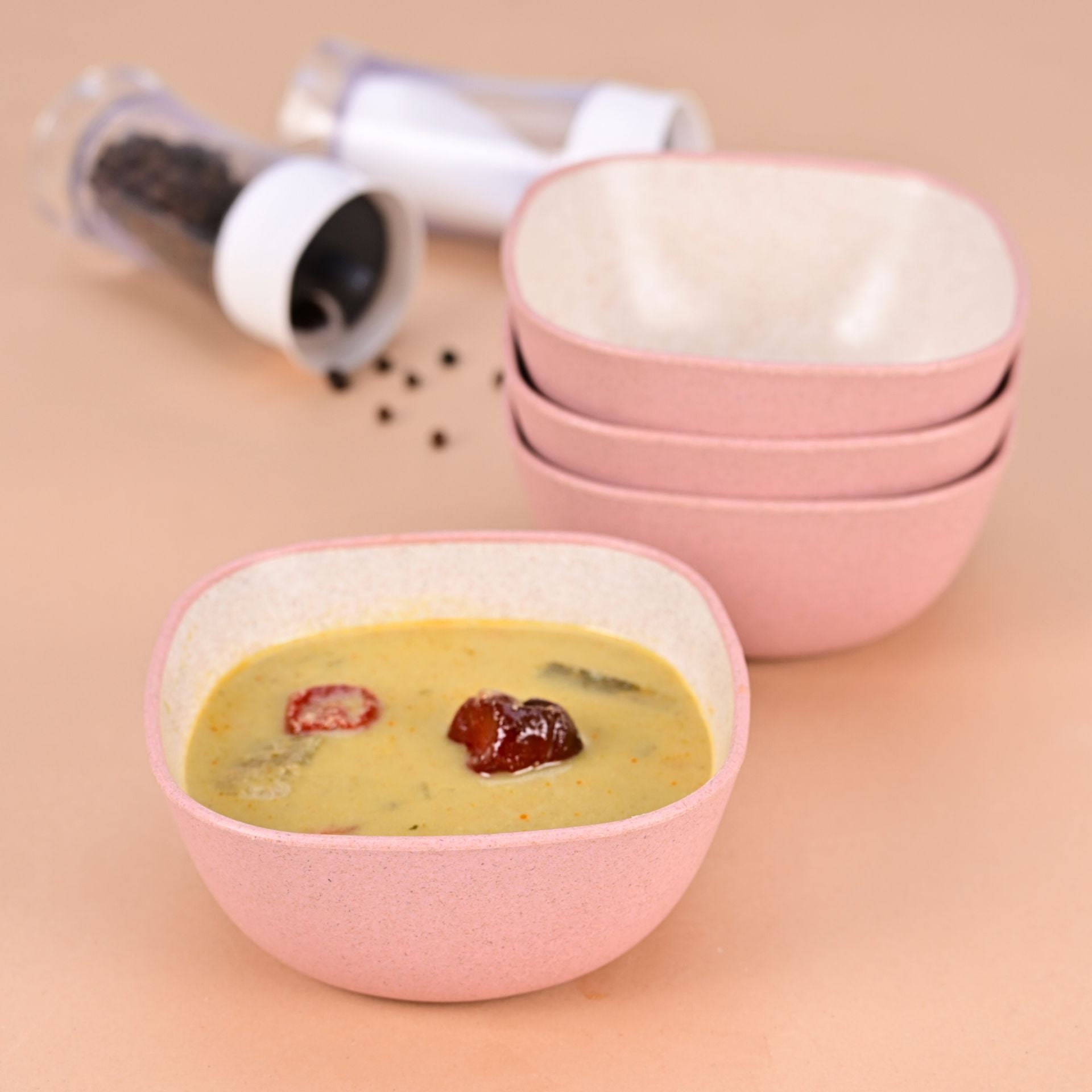 Soup Bowl 300 ml set of 4 | Earth friendly Unbreakable bowls Made with Bamboo Fibers & Rice Husk Fiber