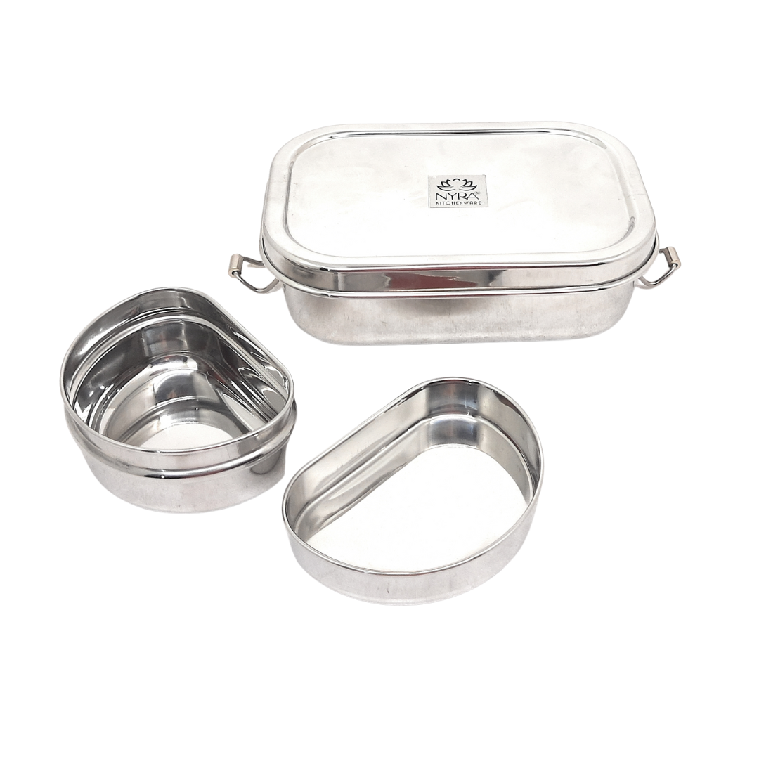 stainless steel lunch box Stainless Steel Lunch Box with locking clips
nyra stainless steel lunch box