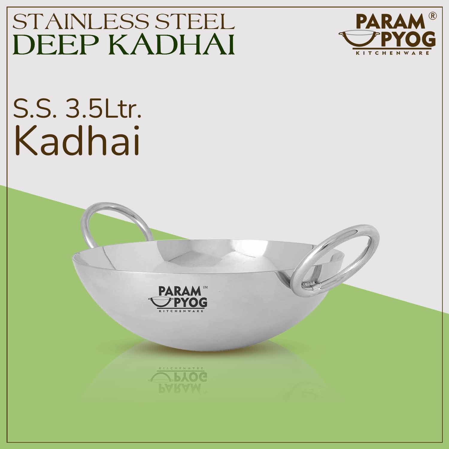 Param Upyog Stainless Steel Deep Kadhai 3.5 Litres - 11'