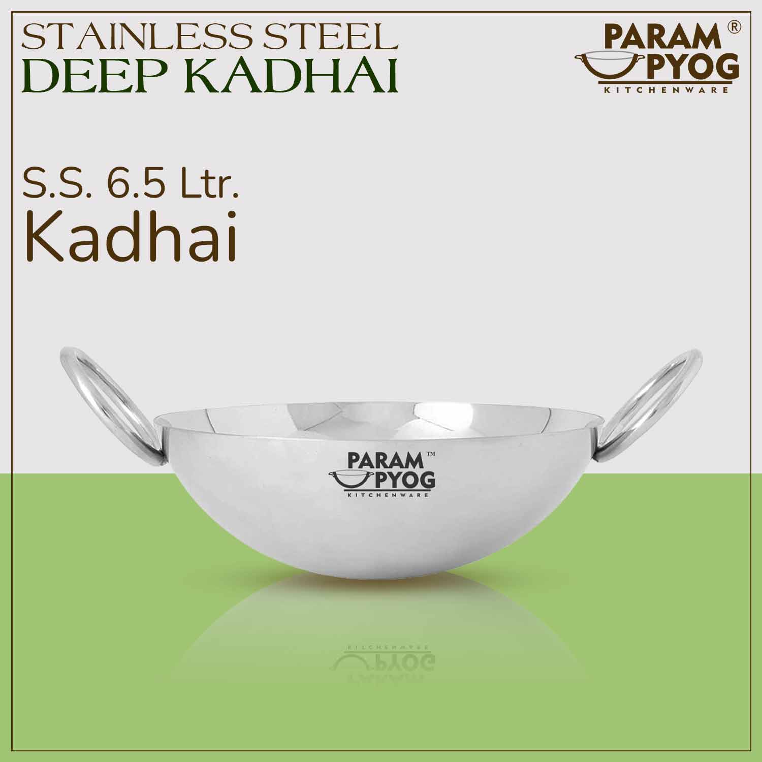 Param Upyog Stainless Steel Deep Kadhai 6.5 Litres - 14'