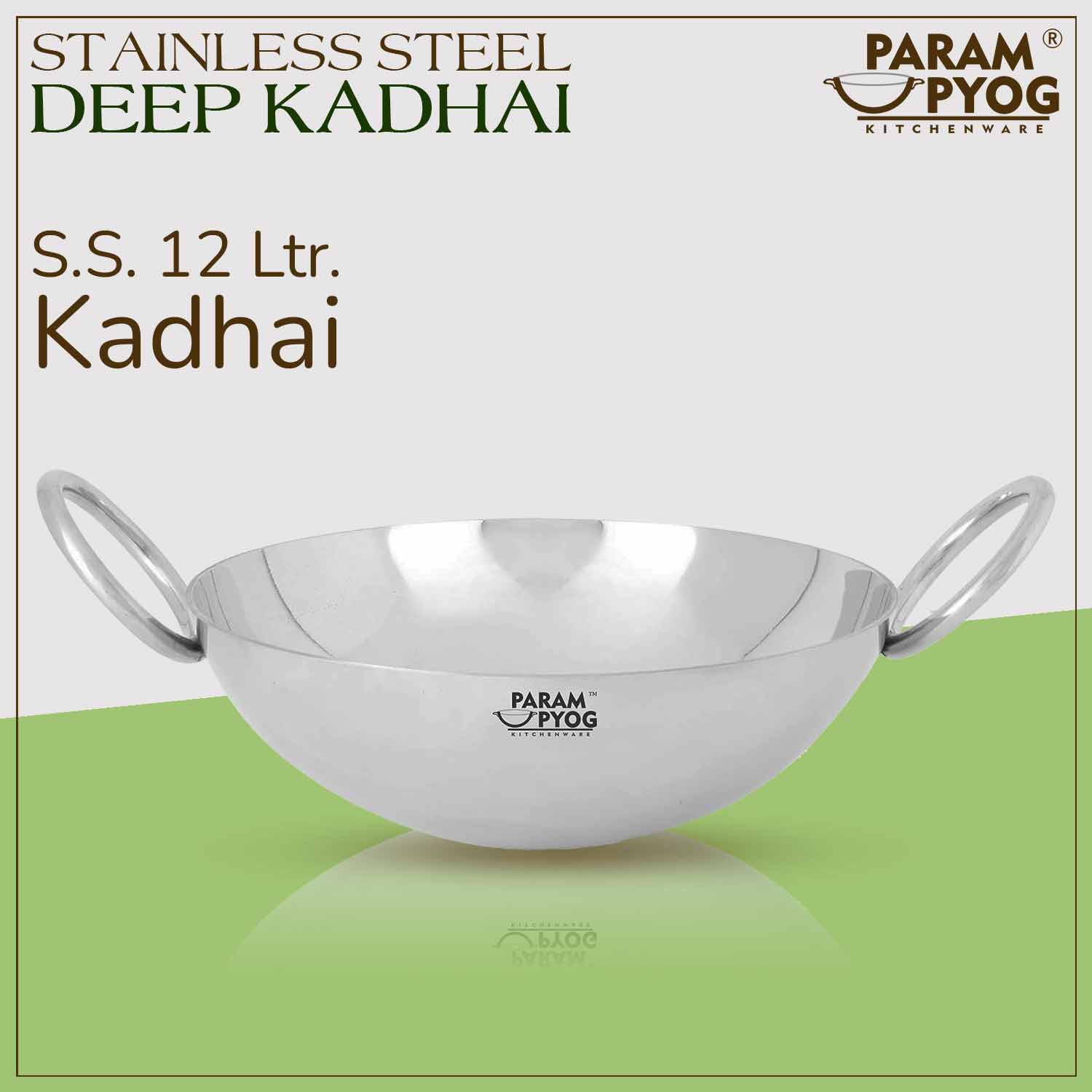 Param Upyog Stainless Steel Deep Kadhai 12 Litres - 16'