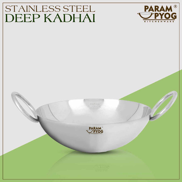 Param Upyog Stainless Steel Deep Kadhai 4 Litres - 12'