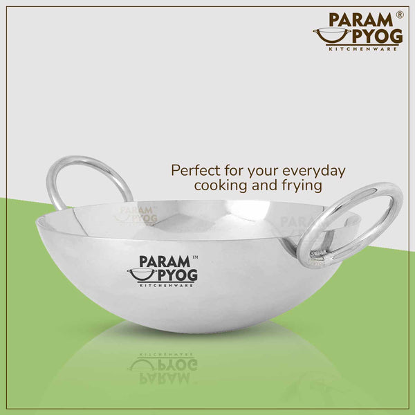 Param Upyog Stainless Steel Deep Kadhai 12 Litres - 16'