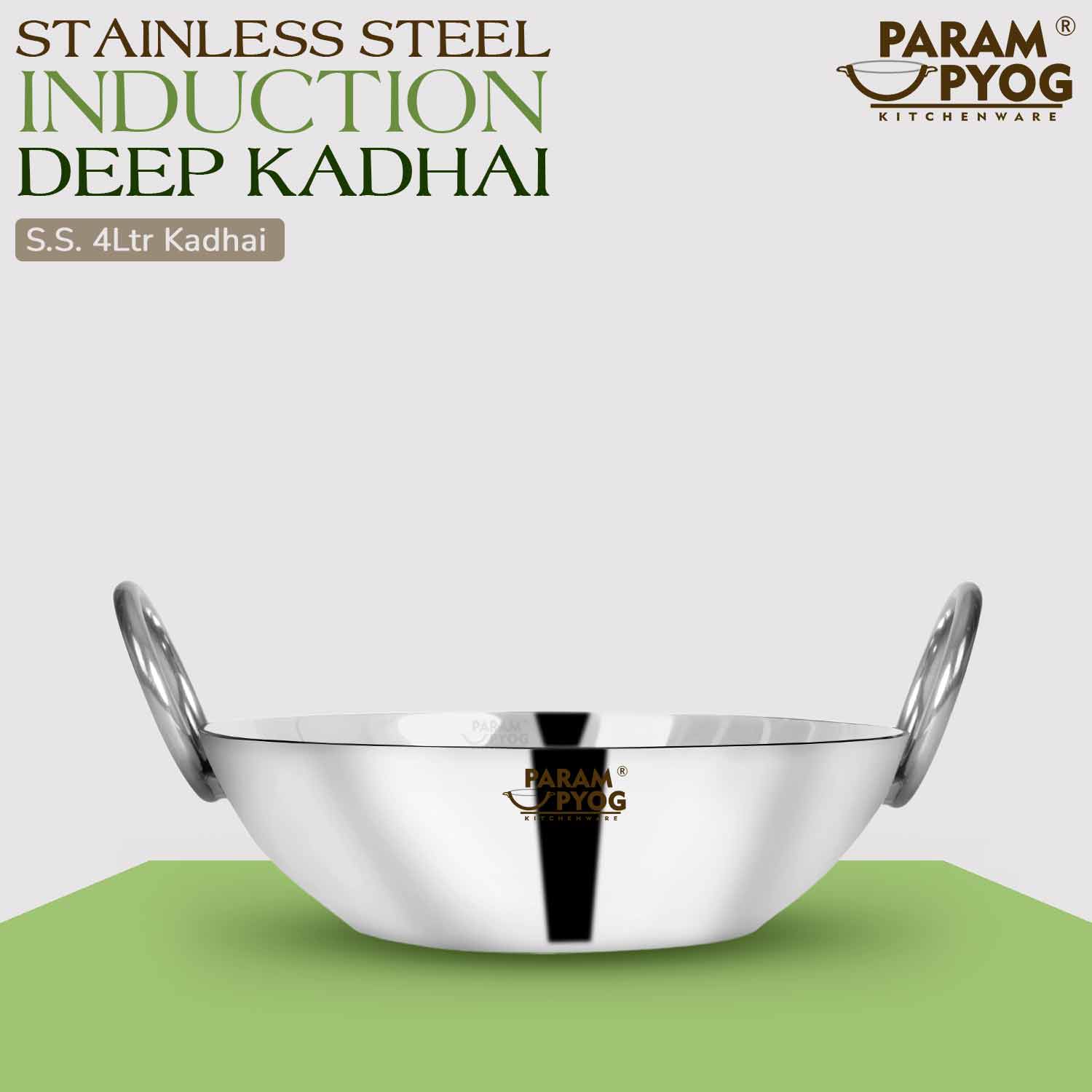 Stainless Steel Induction Deep Kadhai 4 Litres - 12'