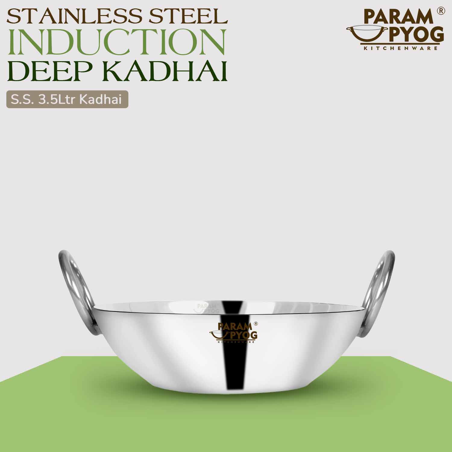 Stainless Steel Induction Deep Kadhai 3.5 Litres - 11'