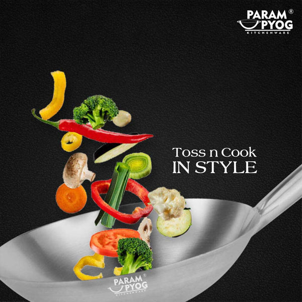 Param Upyog Stainless Steel Chinese Wok/Kadhai 11'